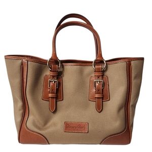 Dooney & Bourke Taylor Shopper Canvas & Leather Large Satchel Tote Bag EUC!!